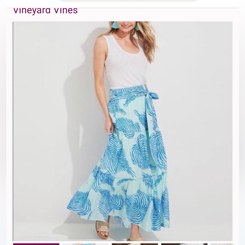 NWT Vineyard Vines Palm Frond Maxi Skirt Crystal blue. Size 12. - Picture 2 of 4